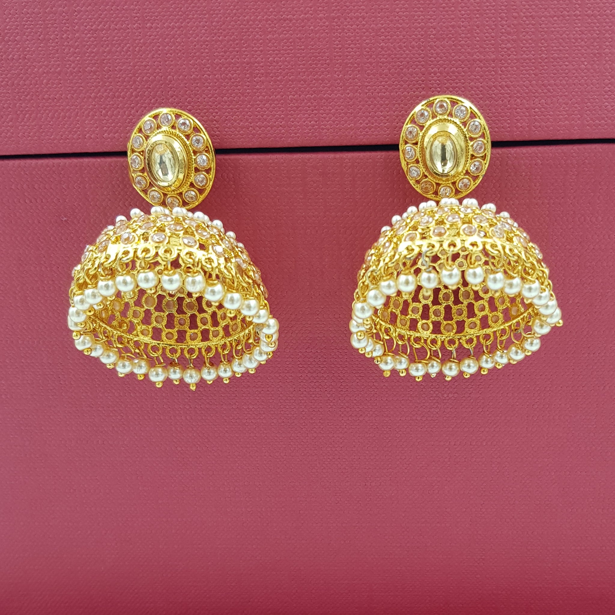 Jhumki Gold Look Earring 9108-100 - Dazzles Jewellery