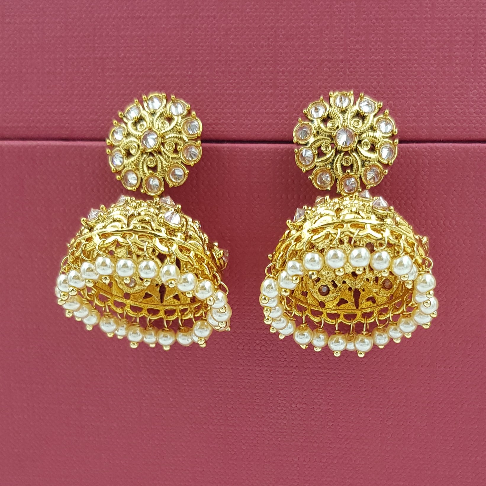 Jhumki Gold Look Earring 9105-100 - Dazzles Jewellery