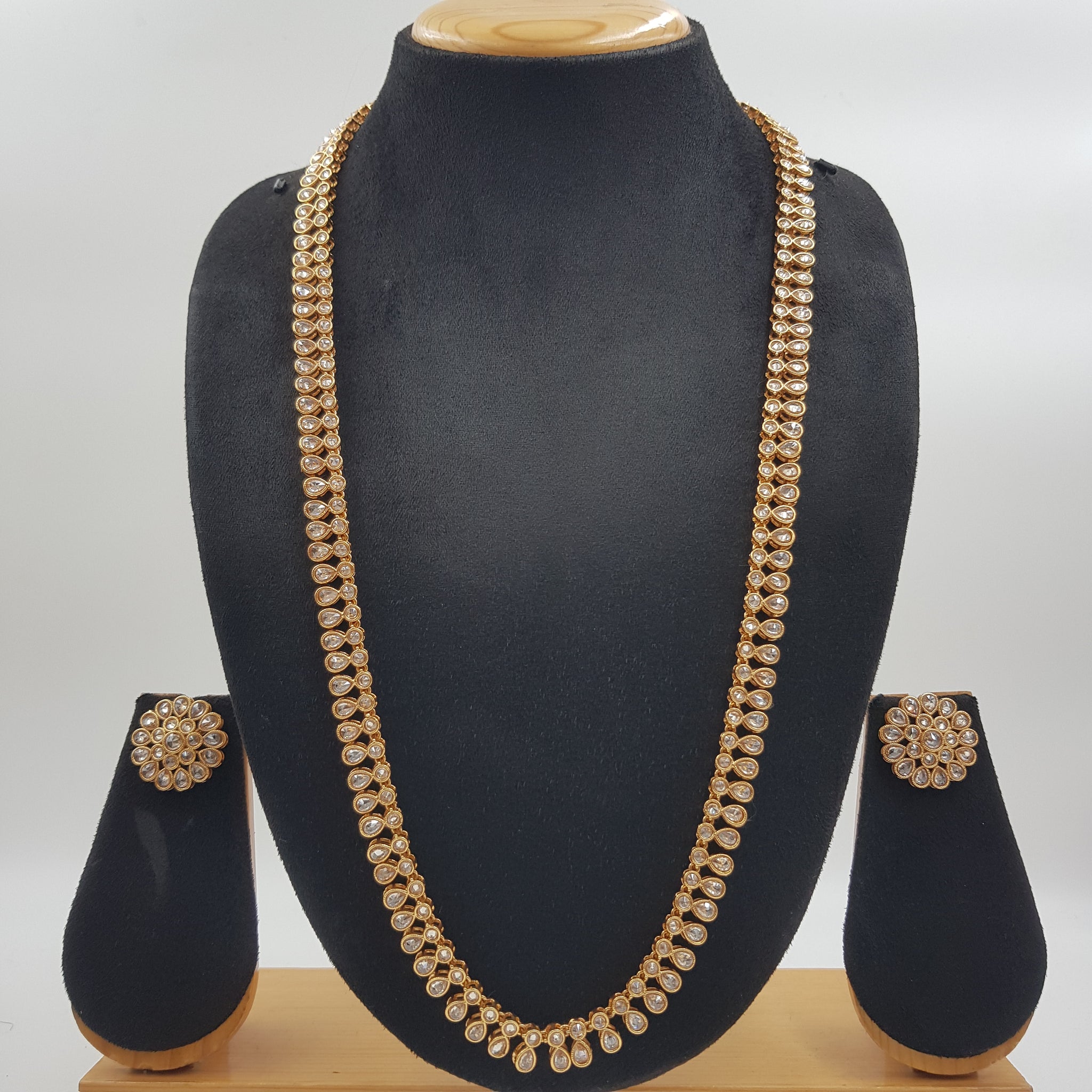 Long Neck Gold Look Necklace Set 4620-33