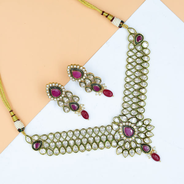 Polki Necklace Set 100921 Dazzles Fashion and Costume Jewellery