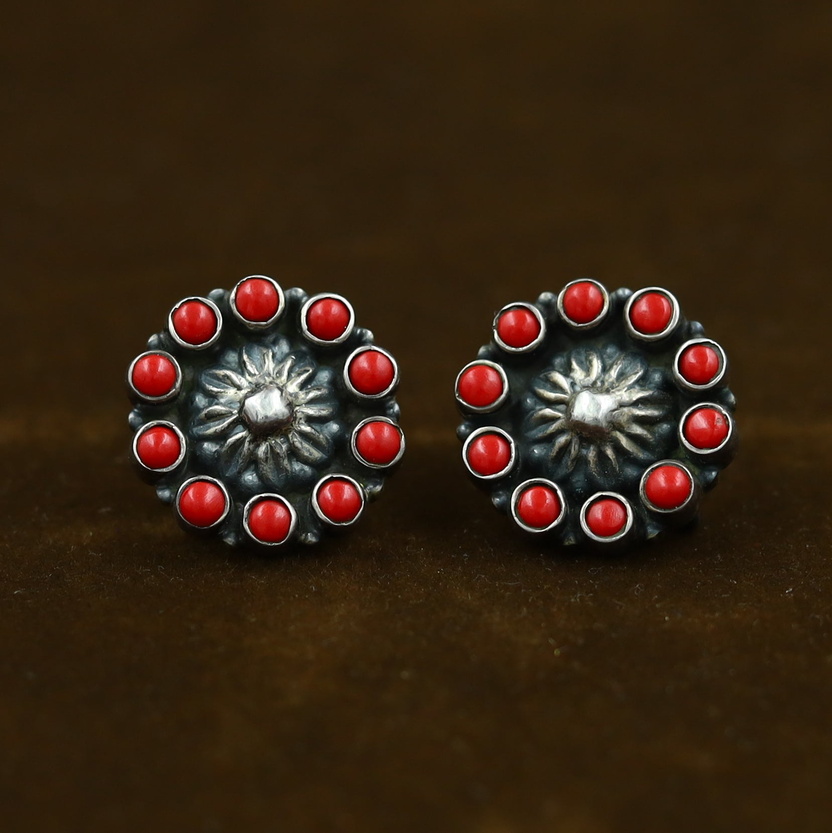 925 Pure Silver Earring Red 5998-1064