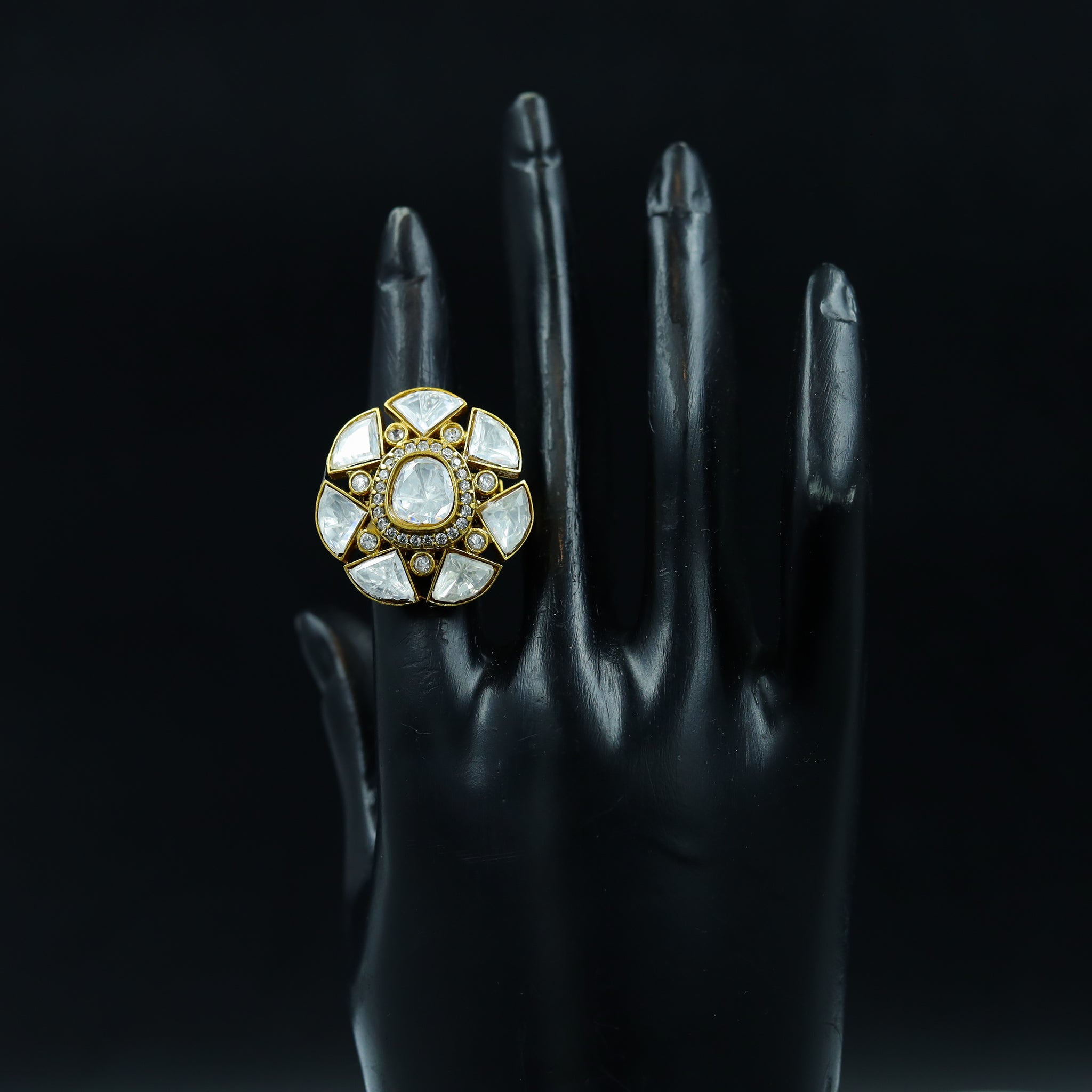 Sabyasachi Inspired Moissanite Kundan Ring 11882-87