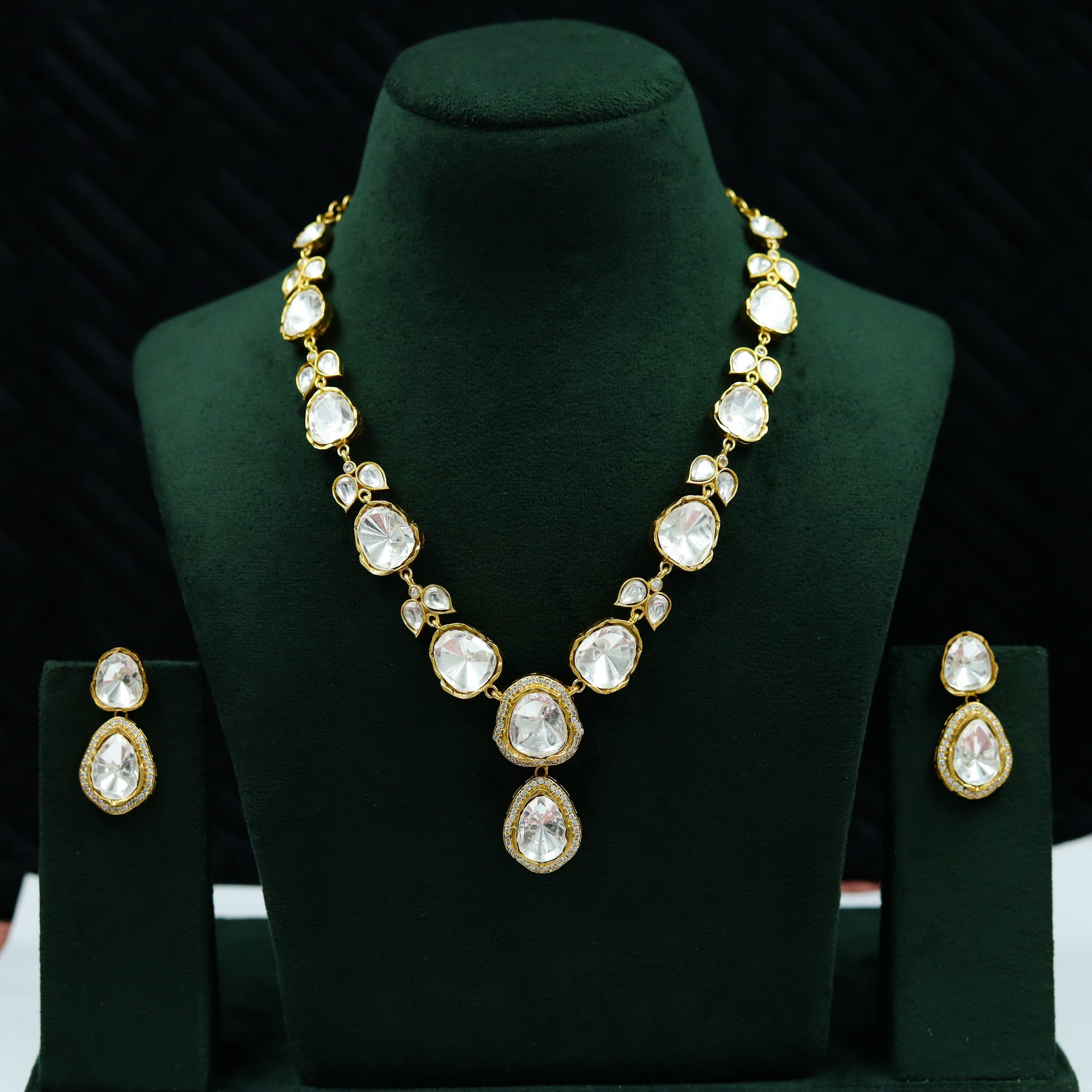 Sabyasachi Inspired Moissanite Round Neck Kundan Necklace Set 11859-87