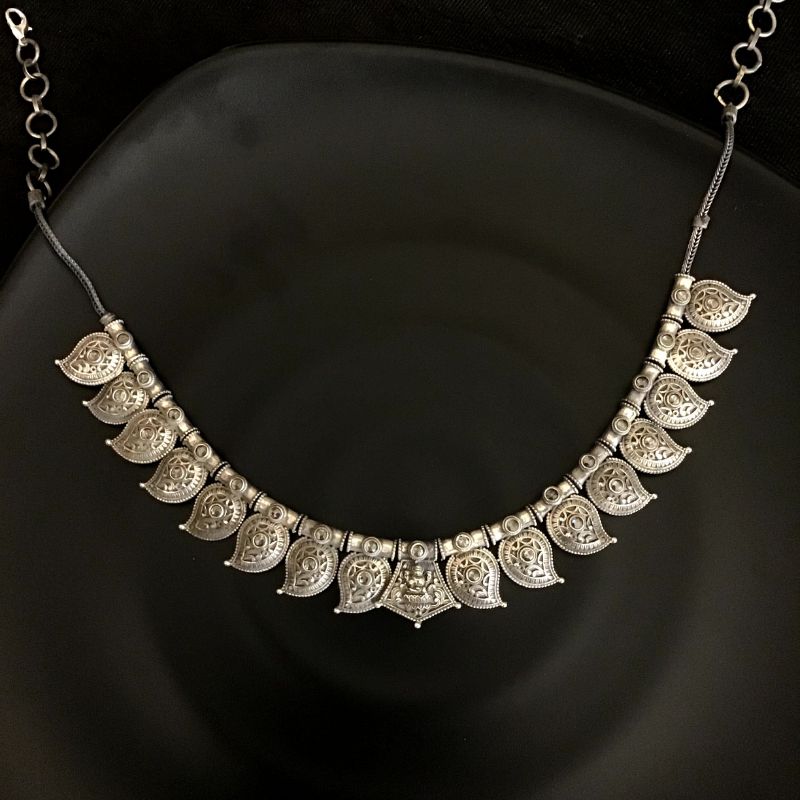 Silver Oxidized Necklace Set - Dazzles Jewellery