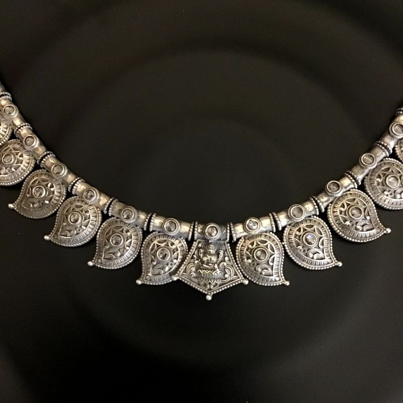 Silver Oxidized Necklace Set - Dazzles Jewellery