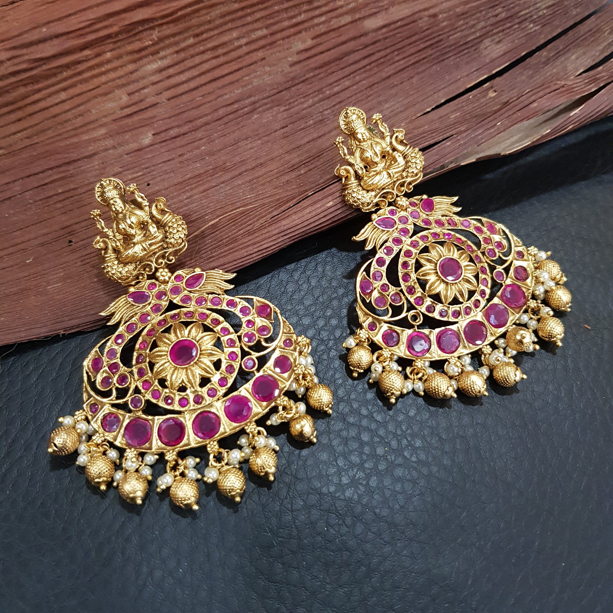 Elegant Ruby Temple Earring - Dazzles Jewellery