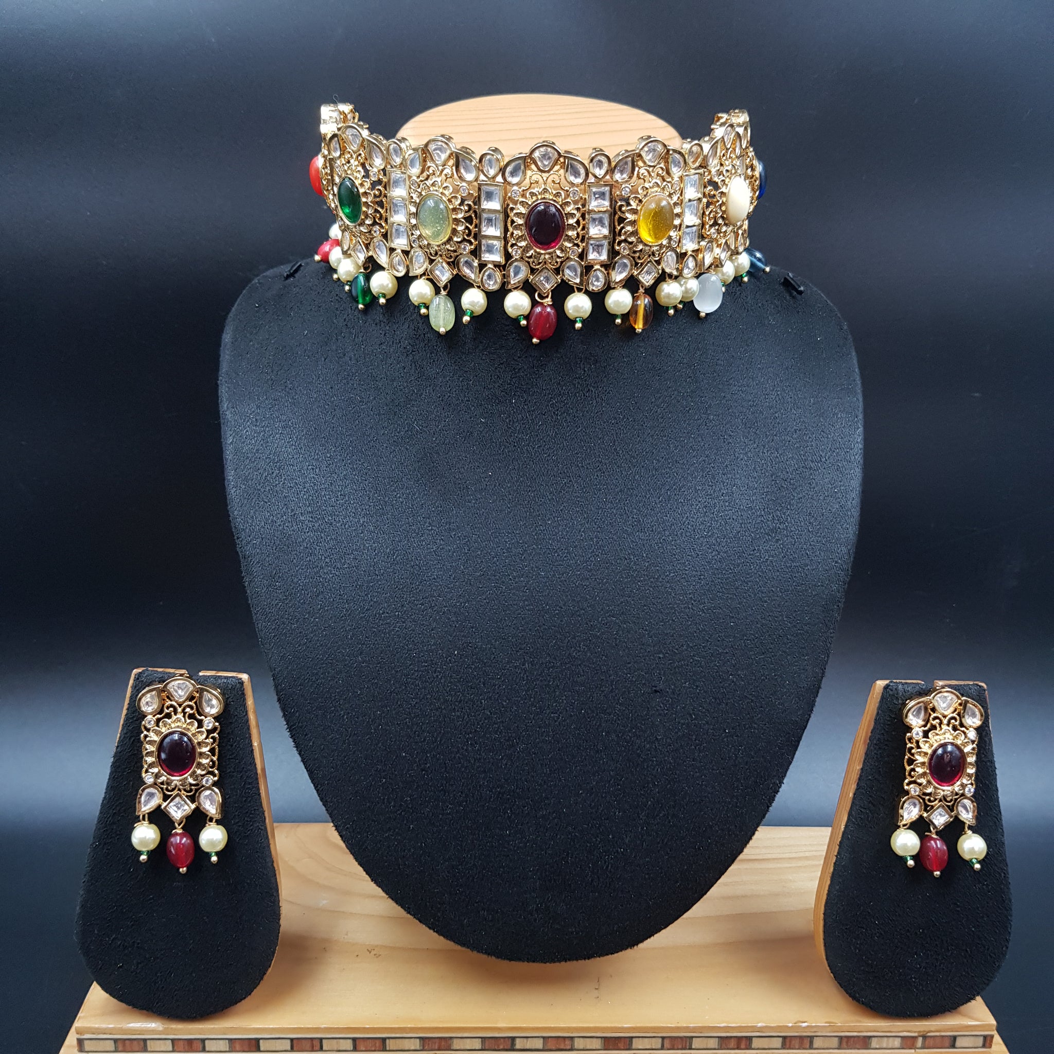 Choker Kundan Necklace Set 5235-34 - Dazzles Jewellery