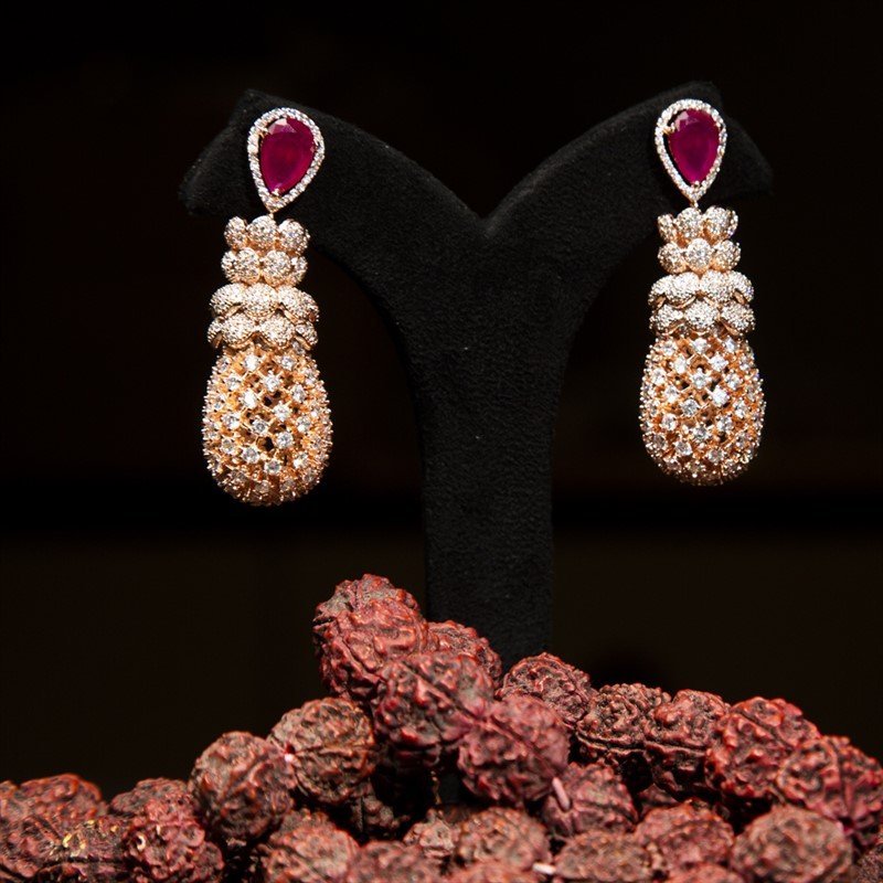 2486-6551 Ruby Zircon/AD Earring - Dazzles Jewellery