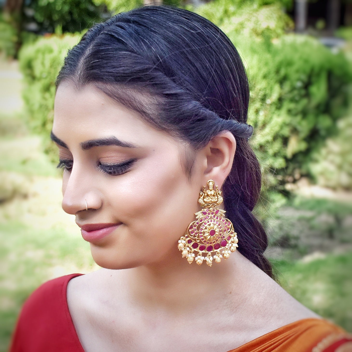 Elegant Ruby Temple Earring - Dazzles Jewellery