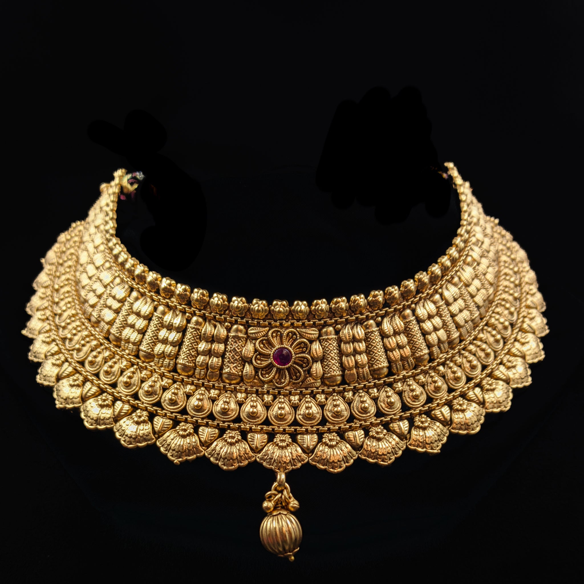 Choker Antique Necklace Set 7090-1 - Dazzles Jewellery