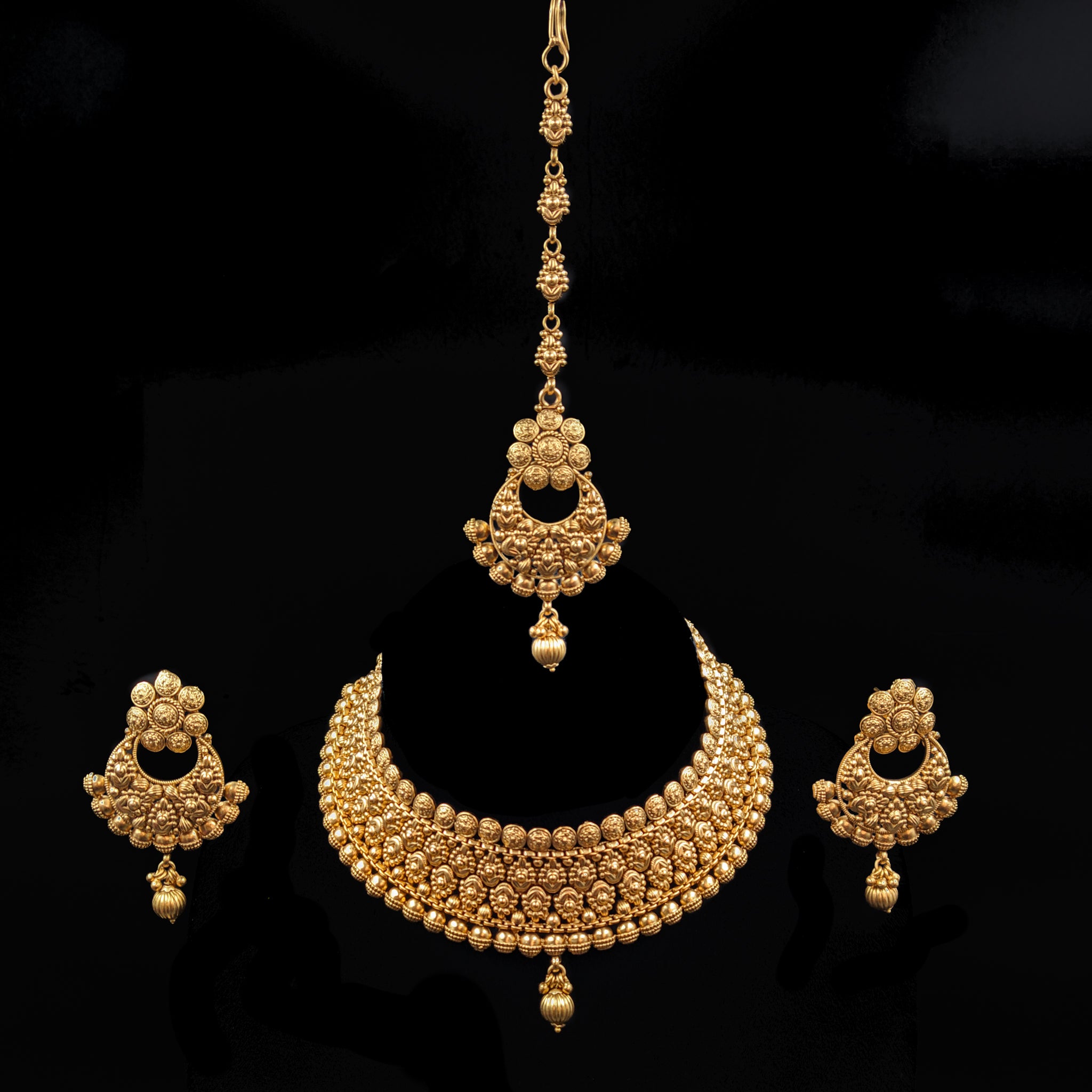 Choker Antique Necklace Set 7089-1 - Dazzles Jewellery