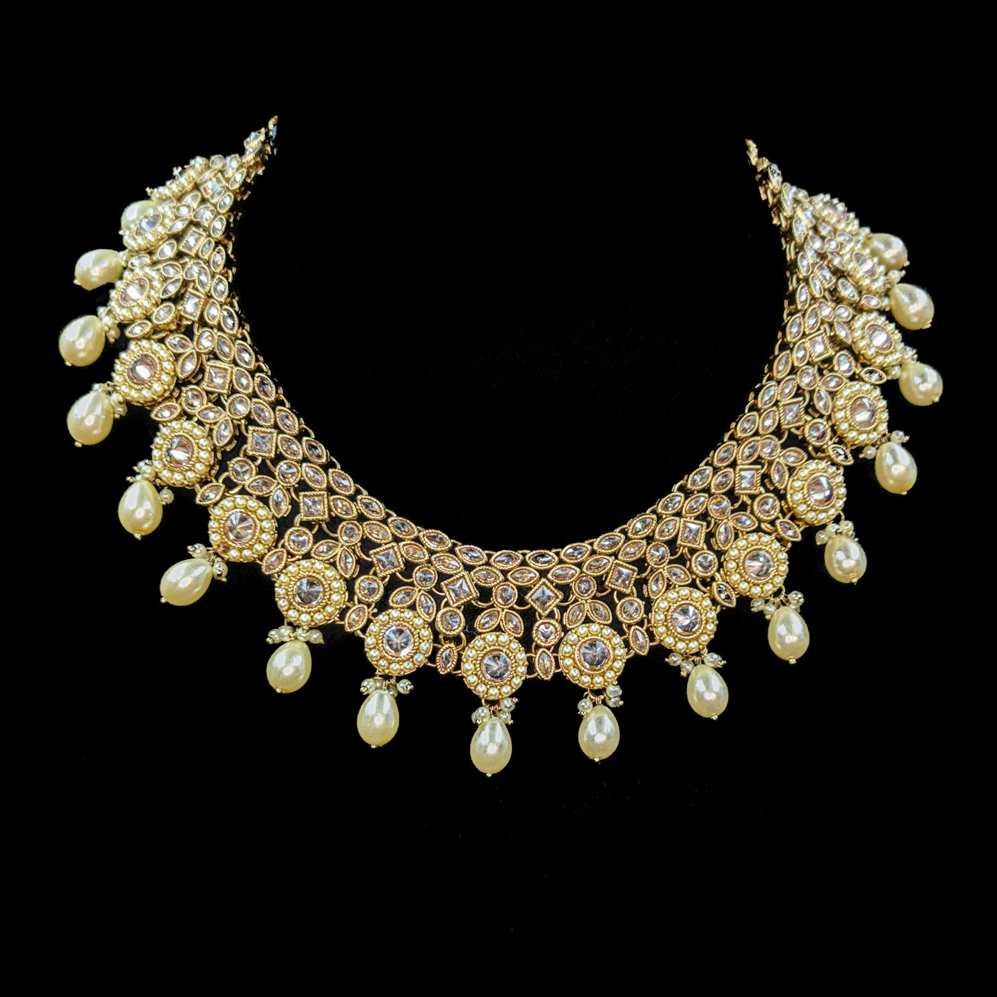 Round Neck Antique Necklace Set 7198-33 - Dazzles Jewellery