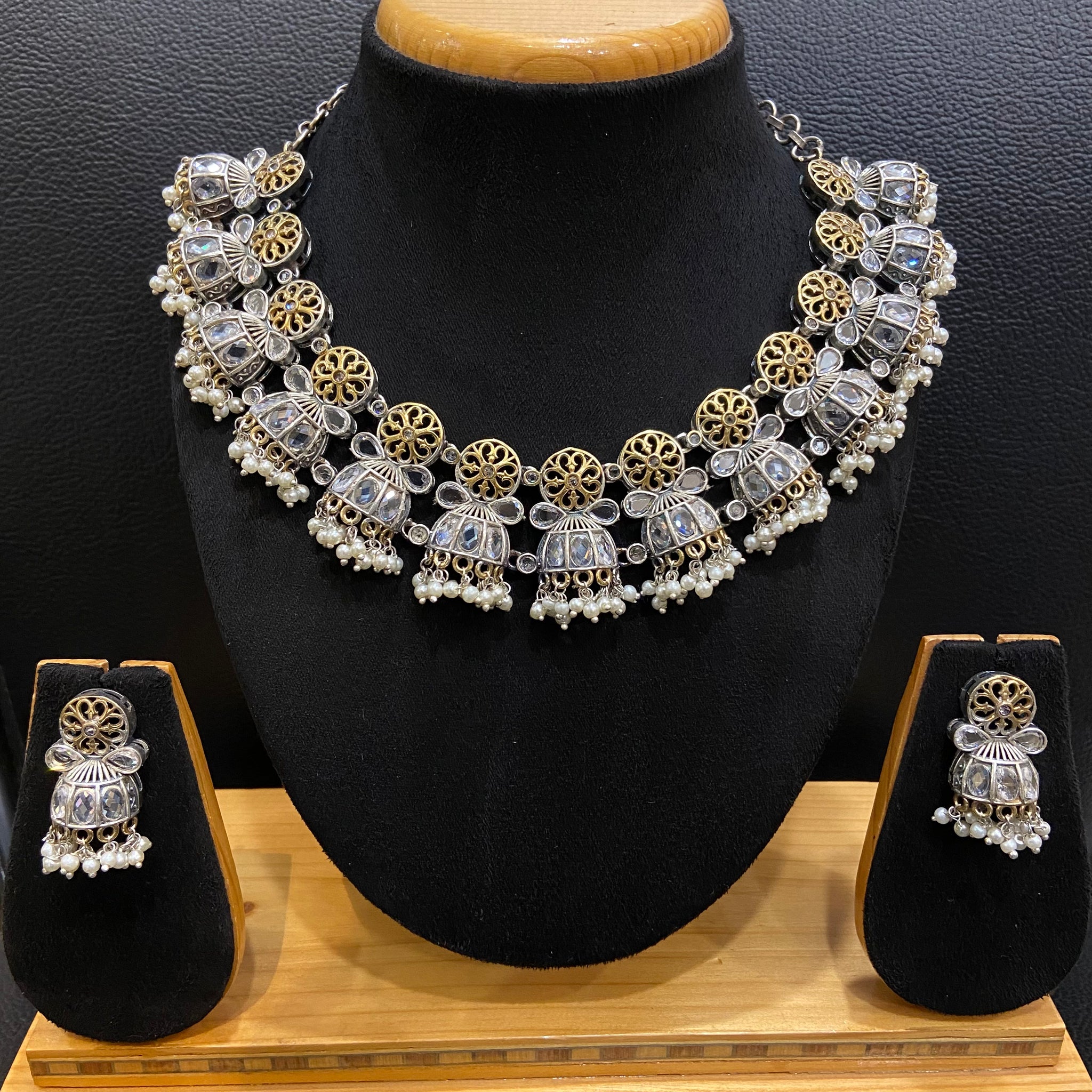 Oxidized Necklace Set 1208-69 - Dazzles Jewellery
