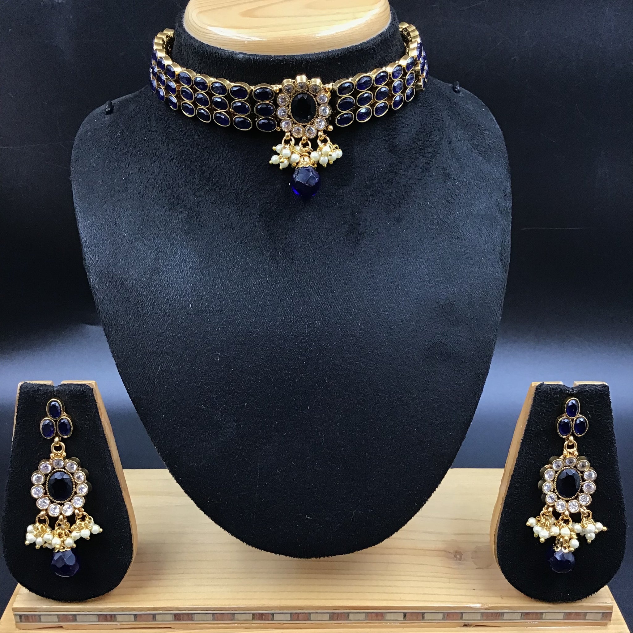 Choker Polki Necklace Set 8268-100 - Dazzles Jewellery