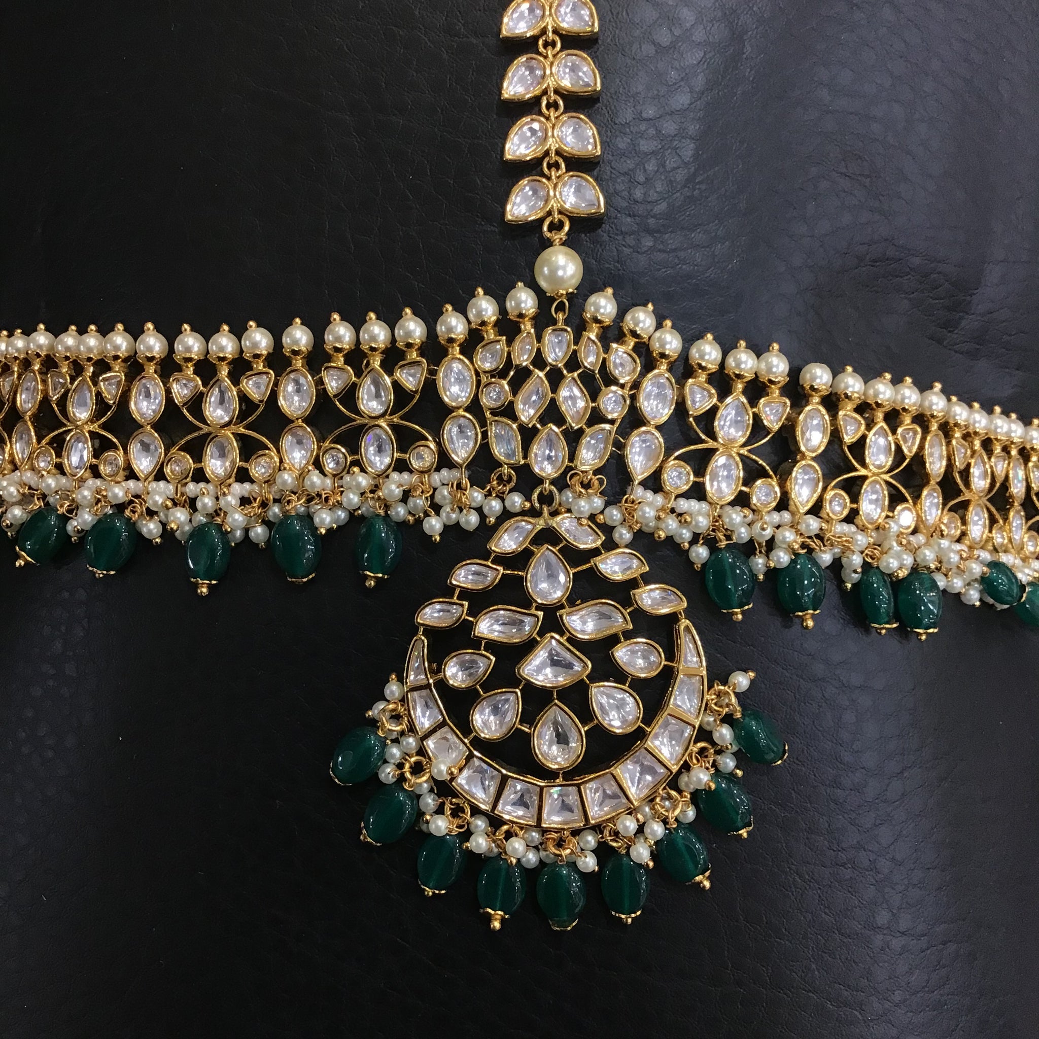Green Kundan Bridal Sheeshfool - Dazzles Jewellery