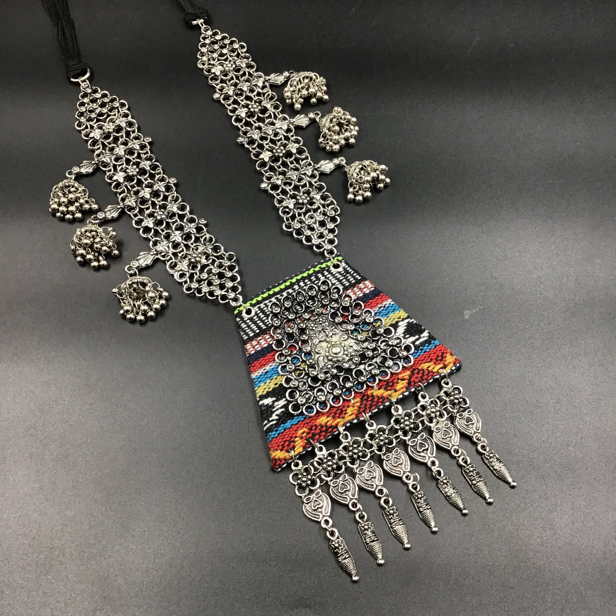 Heavy Oxidized Pendant Set 5043-R-1 - Dazzles Jewellery