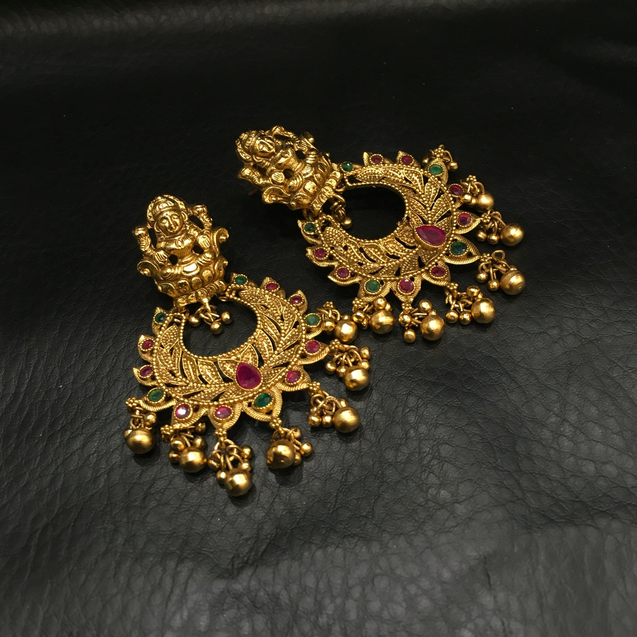 Ruby Green Temple Earring 15547-2694 - Dazzles Jewellery