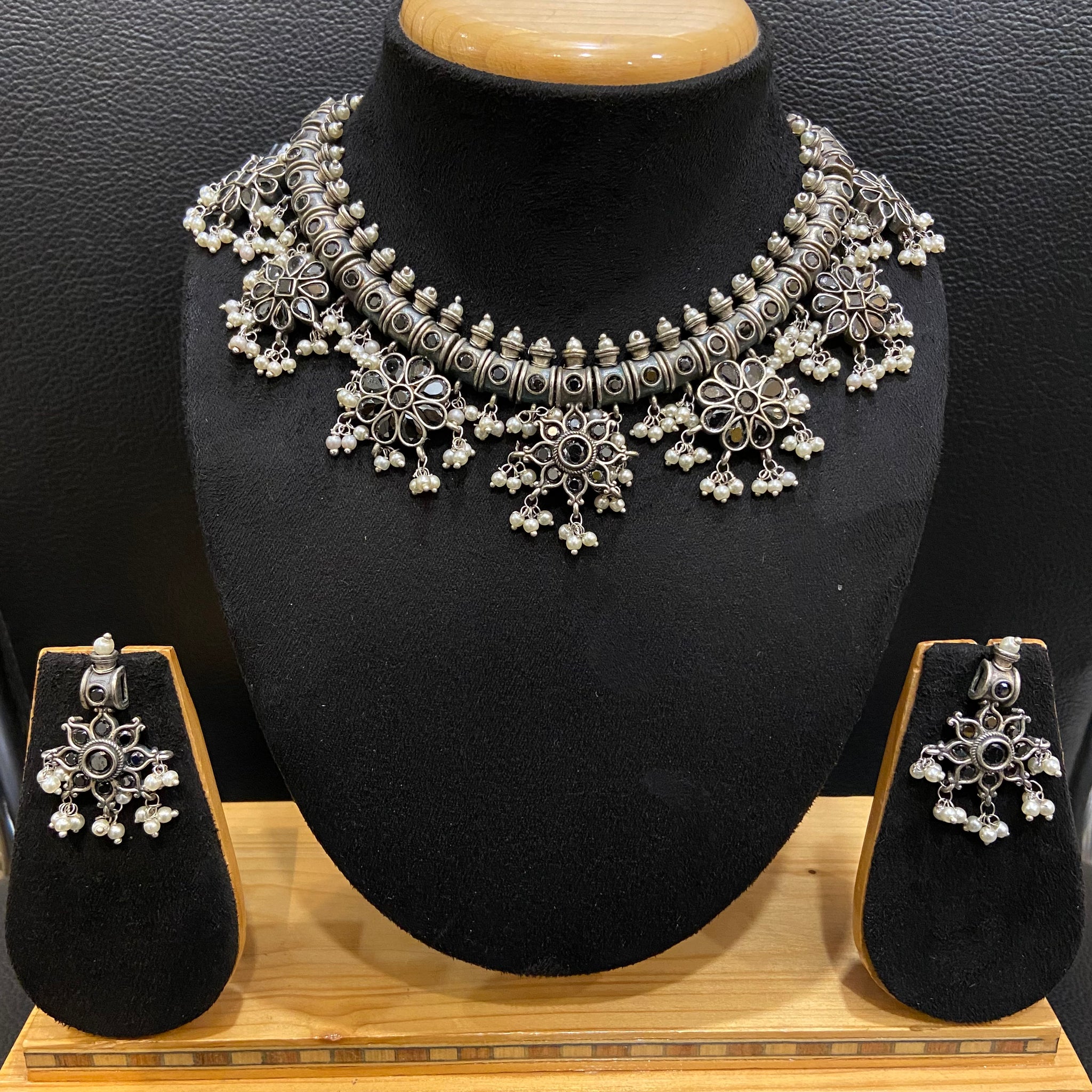 Oxidized Necklace Set 1213-69 - Dazzles Jewellery