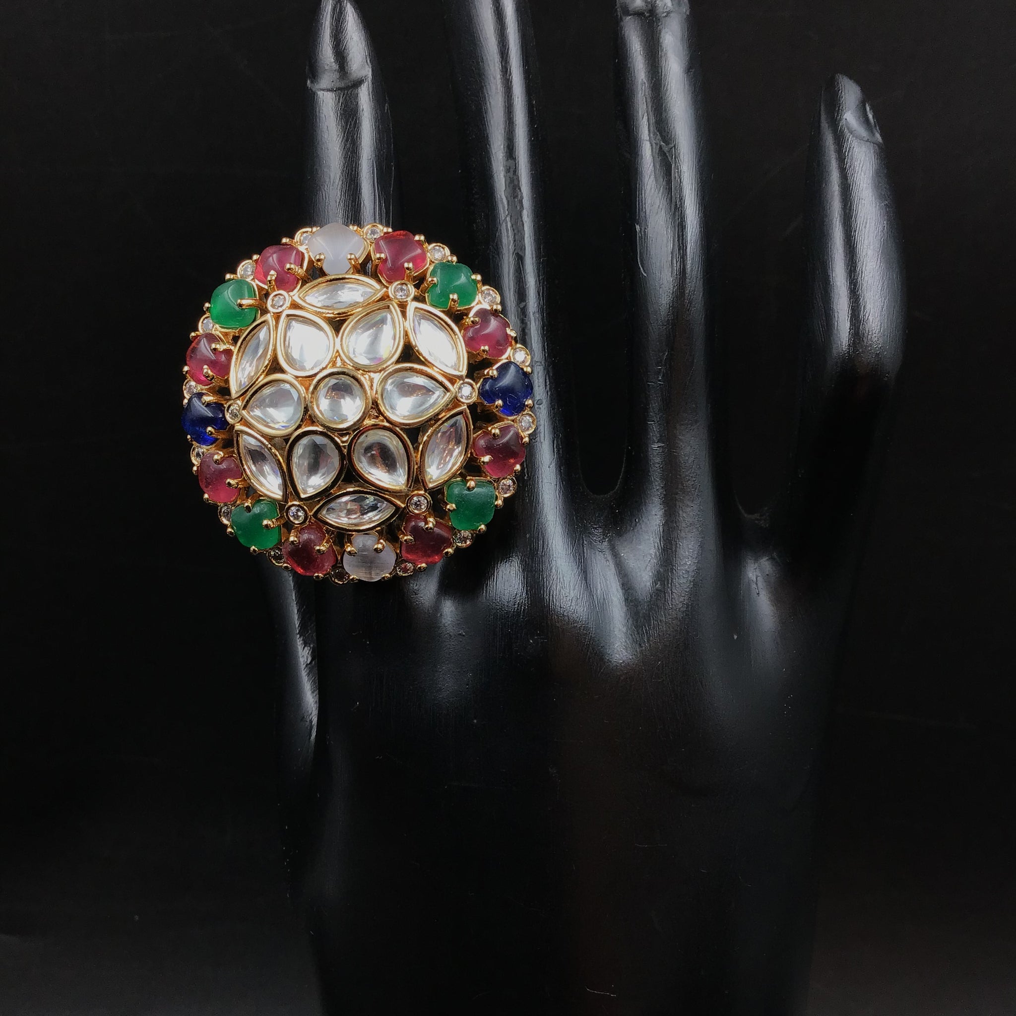 Kundan Adjustable Ring 6109-4 - Dazzles Jewellery