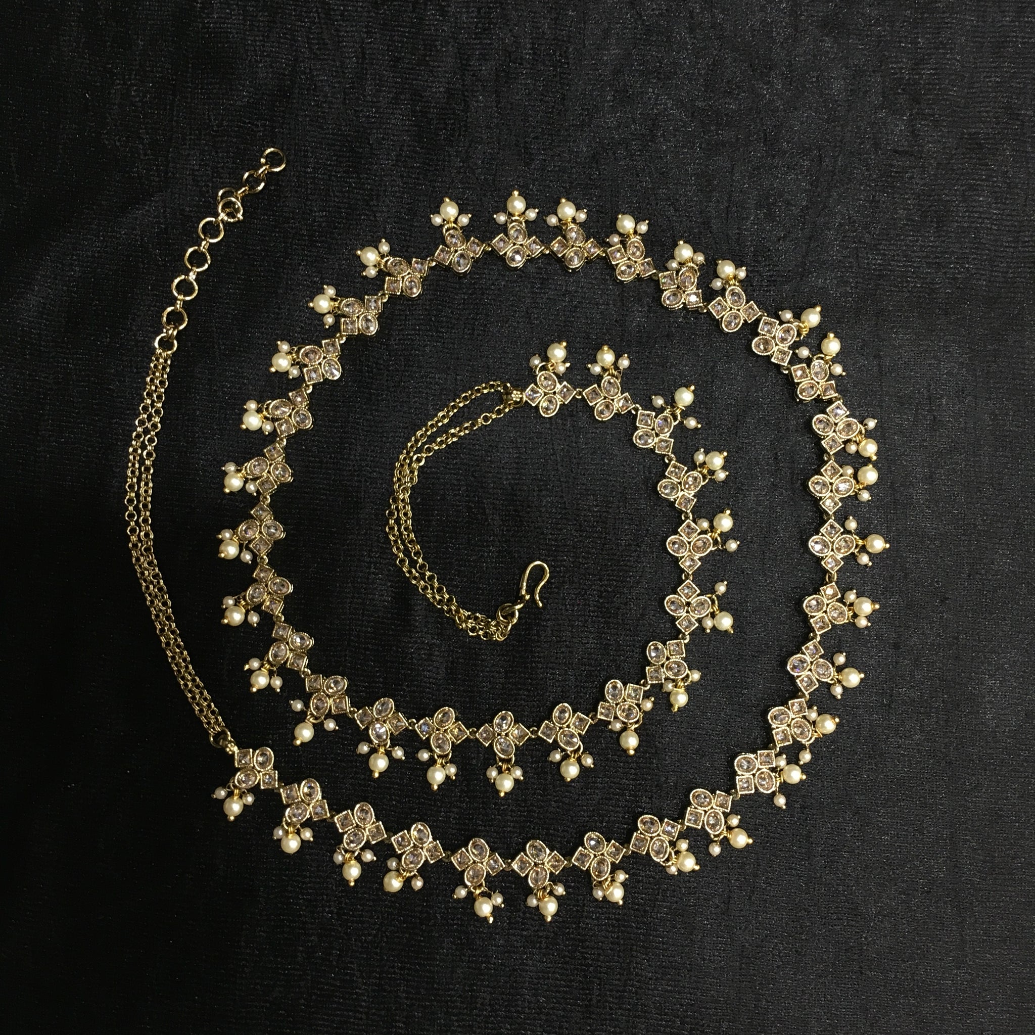 Antique Gold Polish Kamarband 3683-28 - Dazzles Jewellery