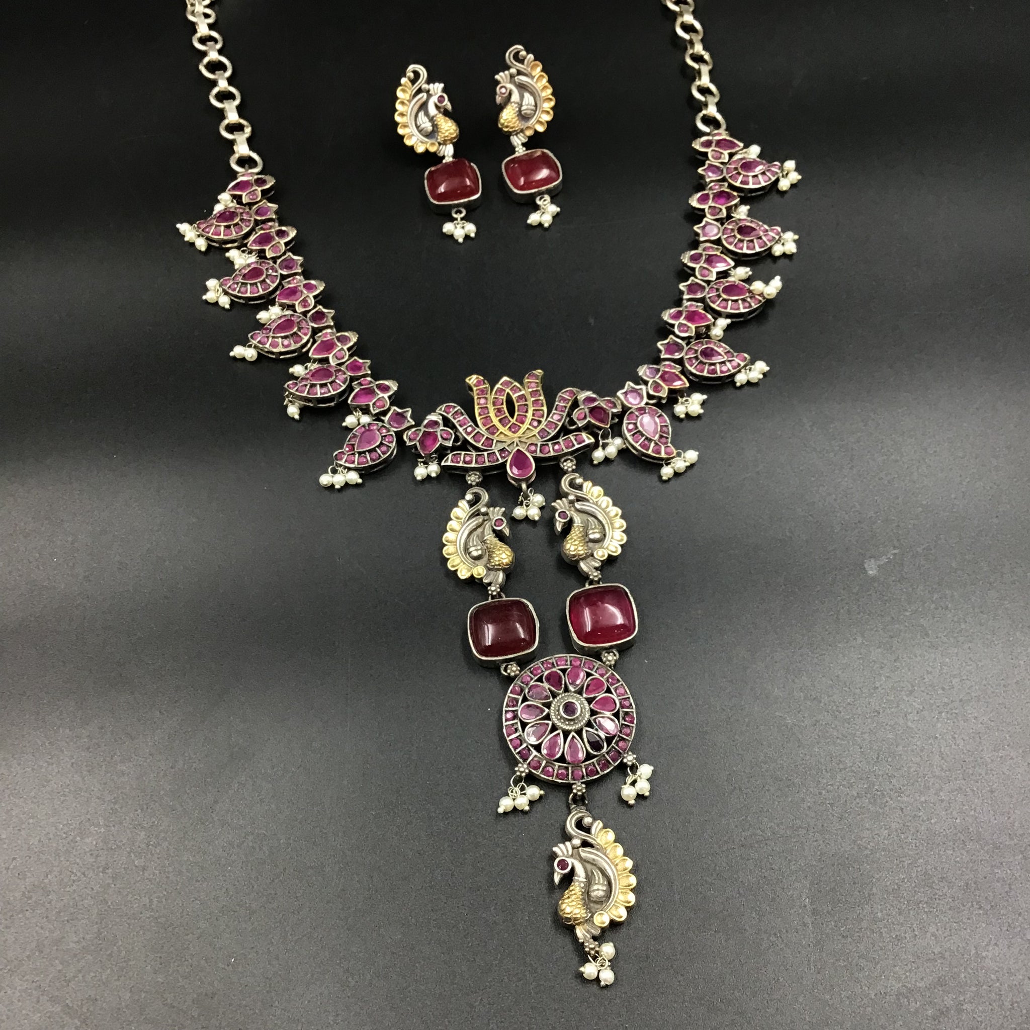 Medium Oxidized Pendant Set 4714-59 - Dazzles Jewellery