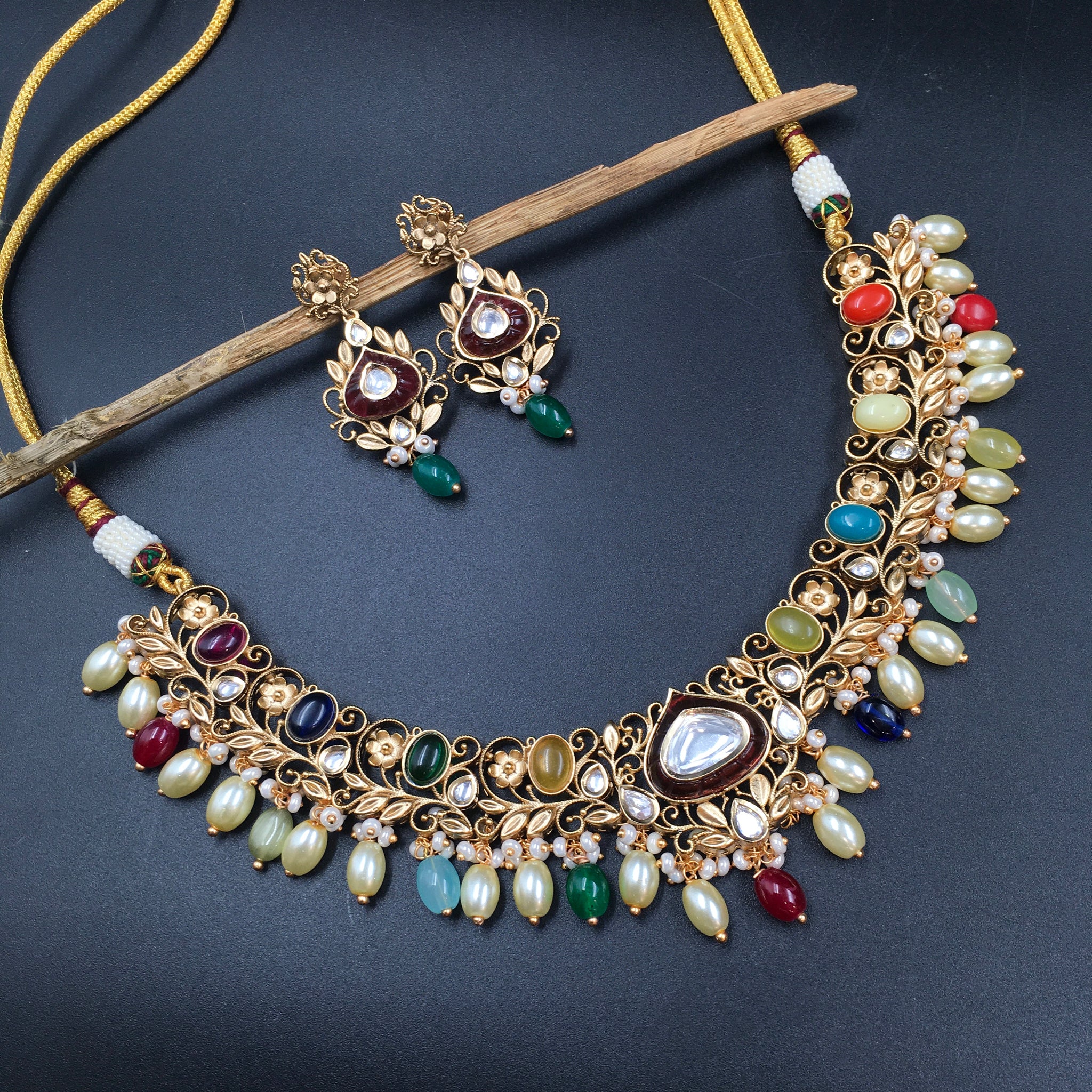 Kundan Kundan Necklace Set 5255-34 - Dazzles Jewellery