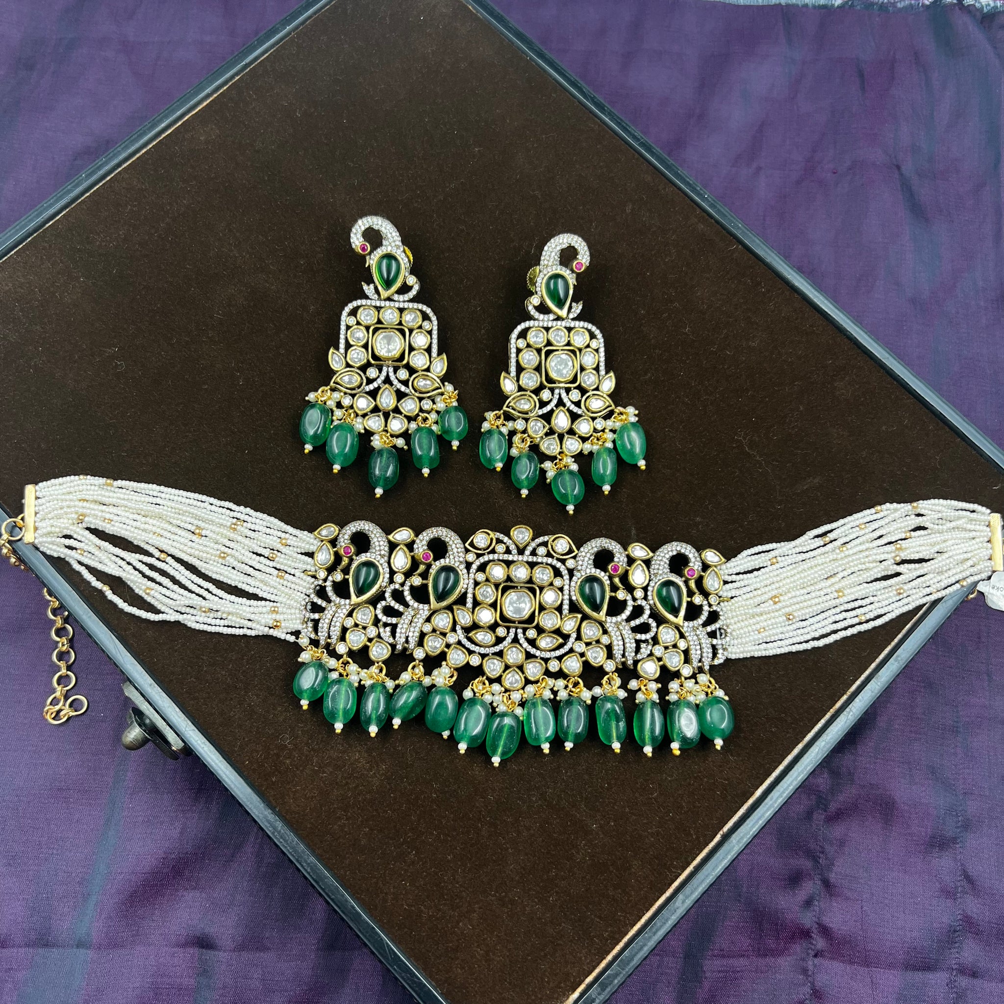 Sabyasachi Inspired Choker Kundan Necklace Set 10579-87