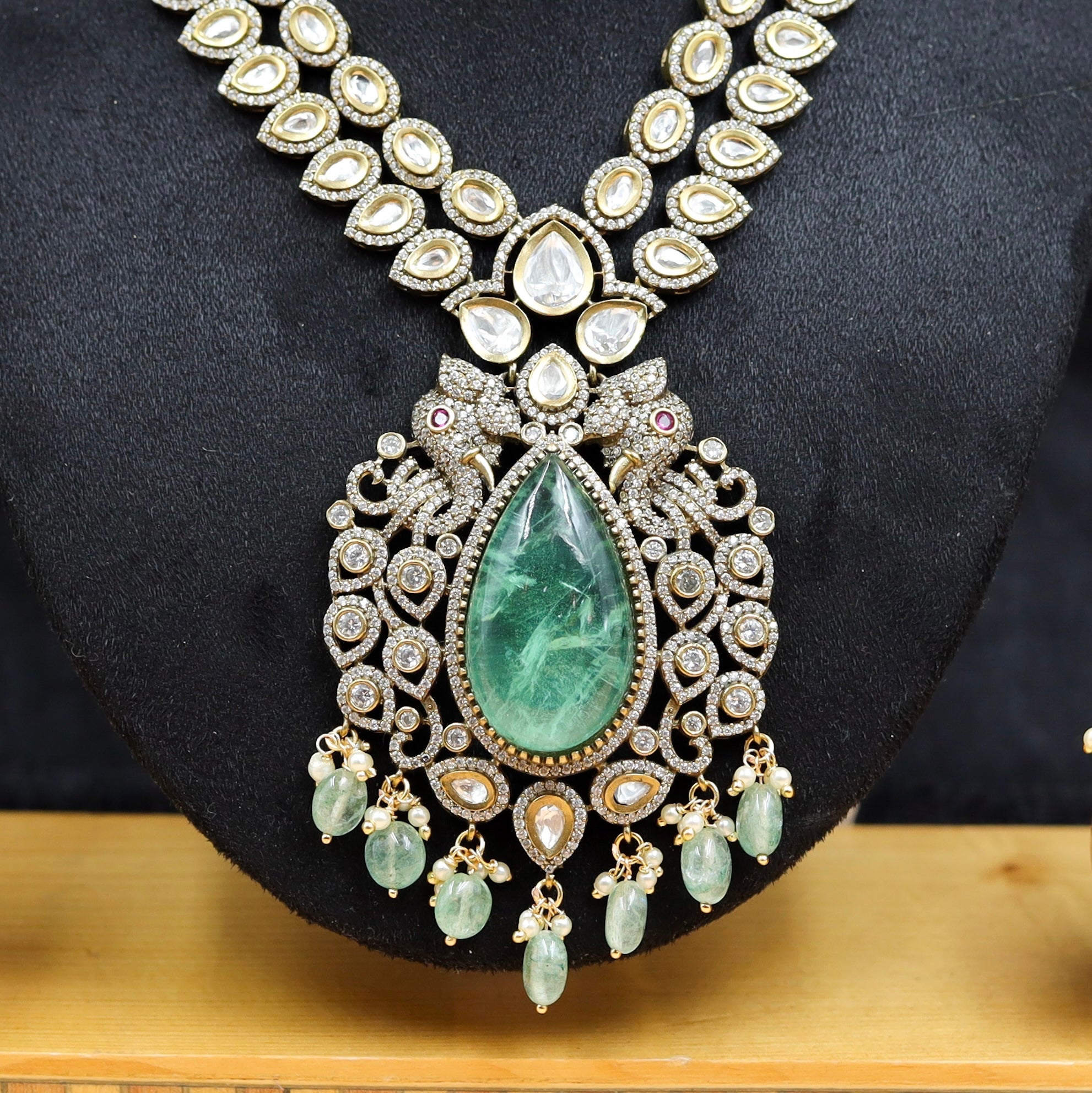 Manish Malhotra Inspired Long Neck Kundan Necklace Set 11066-21