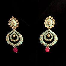 Meenakari Kundan Chandbali Earring 1396-5461 - Dazzles Jewellery