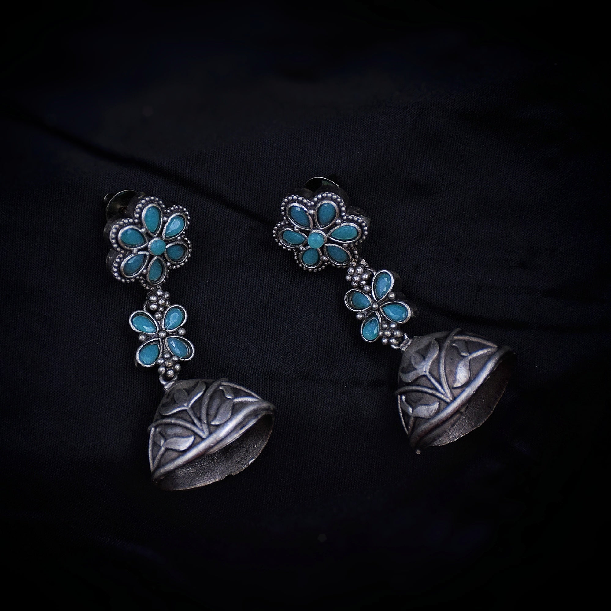 Jhumki Oxidized Earring 6947-28 - Dazzles Jewellery