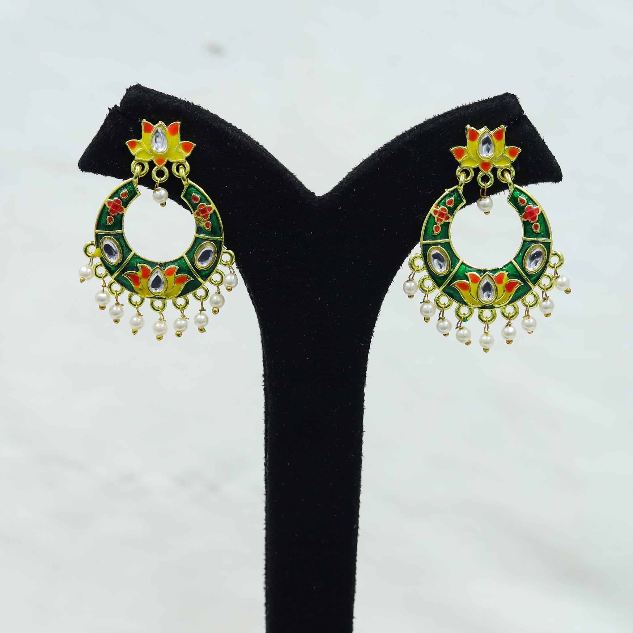 Meenakari Chandbali Fashion Earring 9908-R