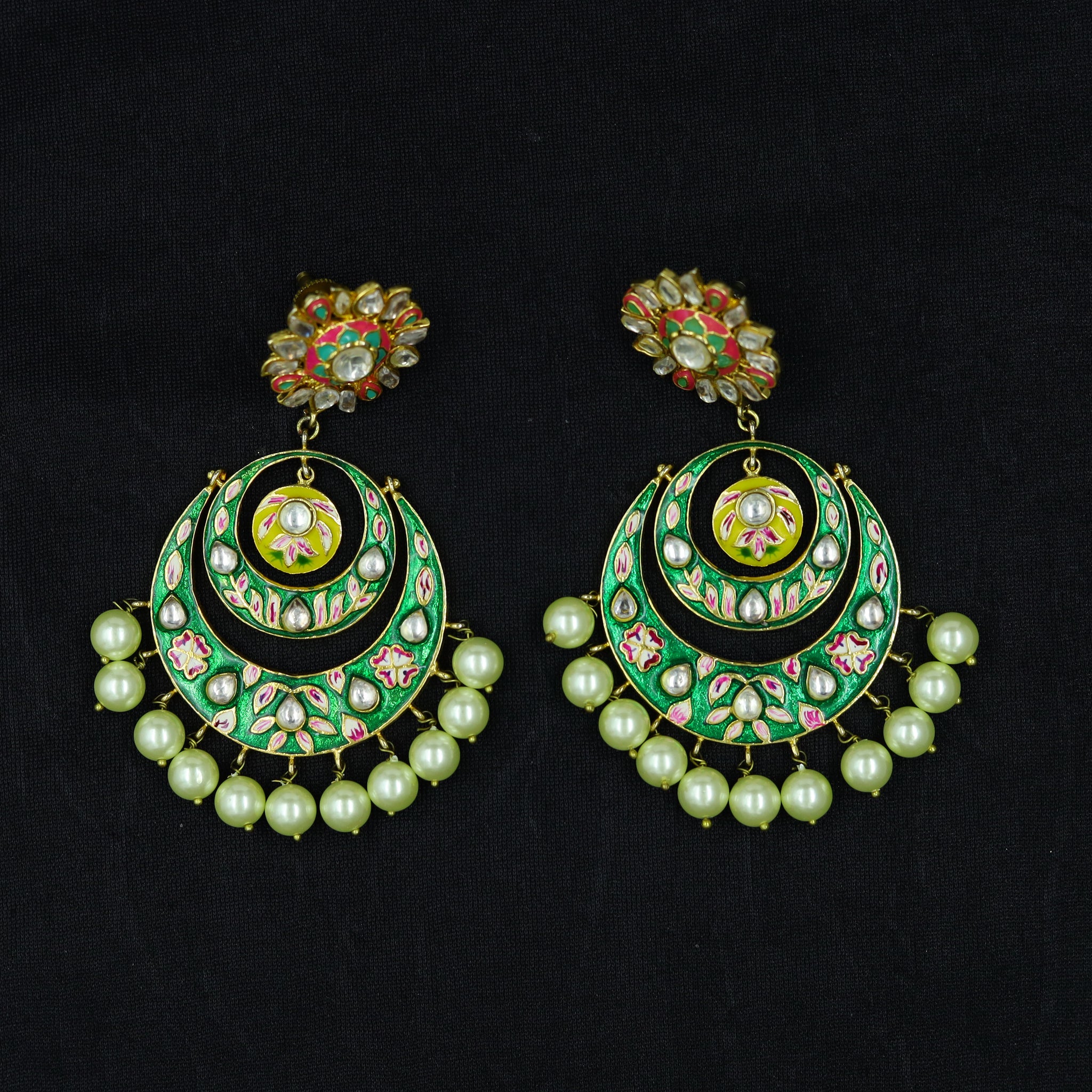 Green Kundan Earring 12655-9175