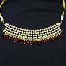 Ruby Kundan Choker Set with matching Jhumki