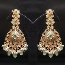 Antique Gold Plated Kundan Earring Danglers 19035-6217 - Dazzles Jewellery