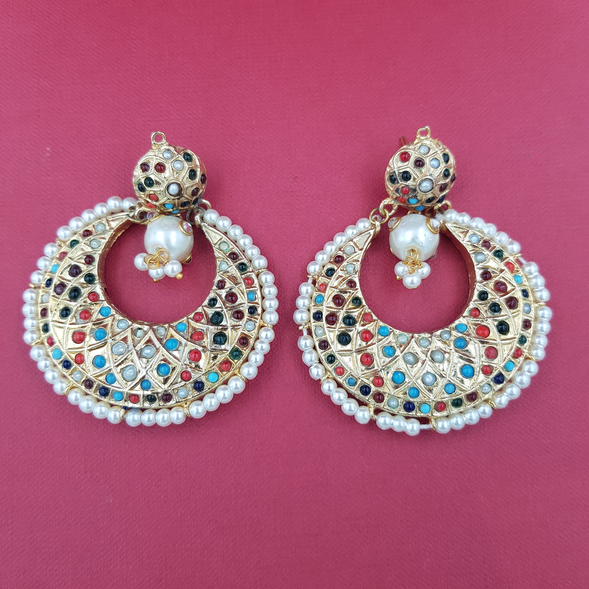Chandbali Jadau Earring 9076-100 - Dazzles Jewellery