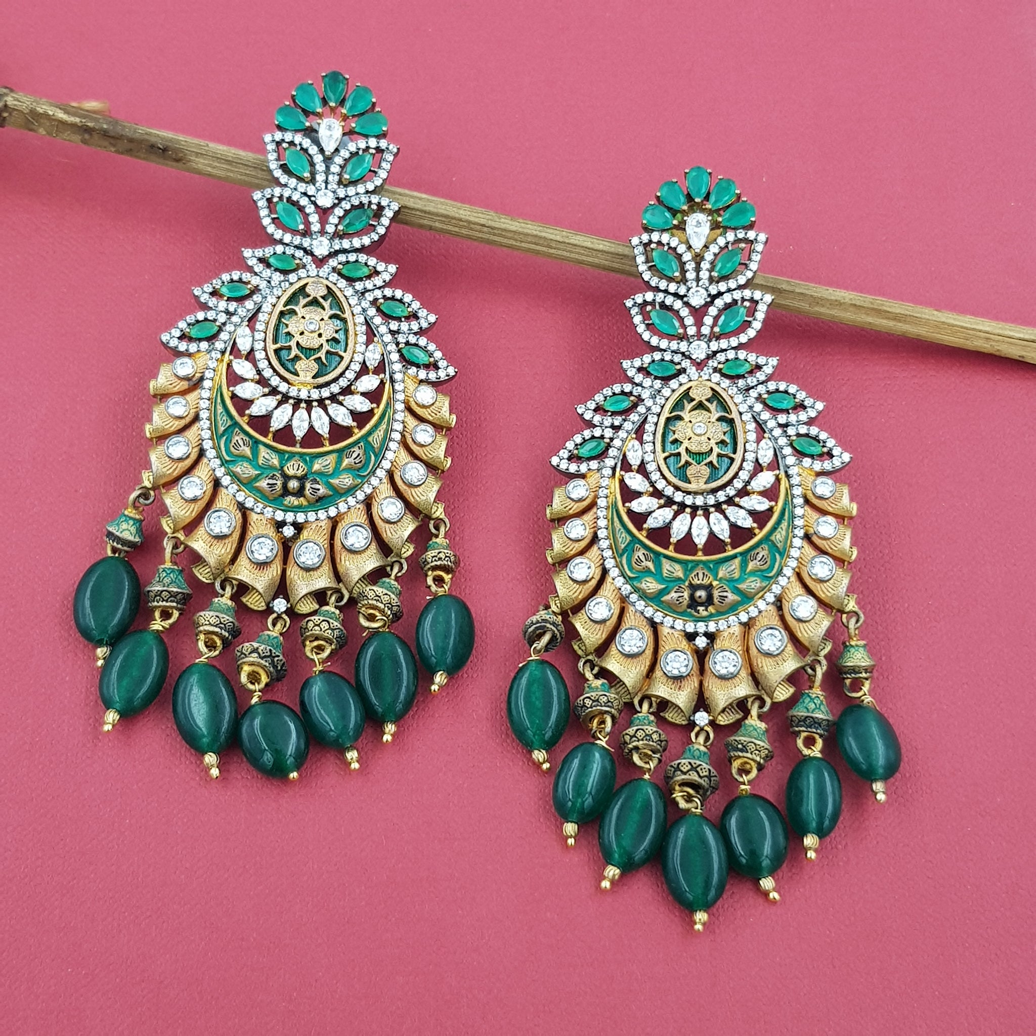Danglers Zircon/AD Earring 9099-100 - Dazzles Jewellery