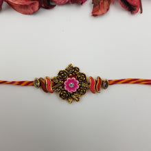 Men's Antique Gold FLower Rakhi 9619-76 - Dazzles Jewellery