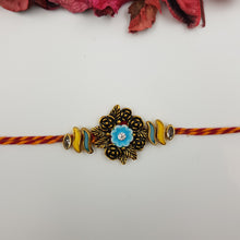 Men's Antique Gold FLower Rakhi 9619-76 - Dazzles Jewellery