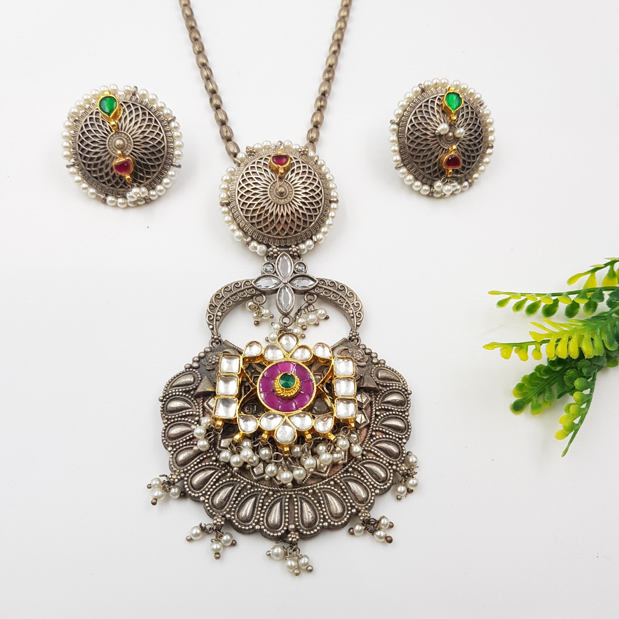 Heavy Oxidized Pendant Set 4719-59