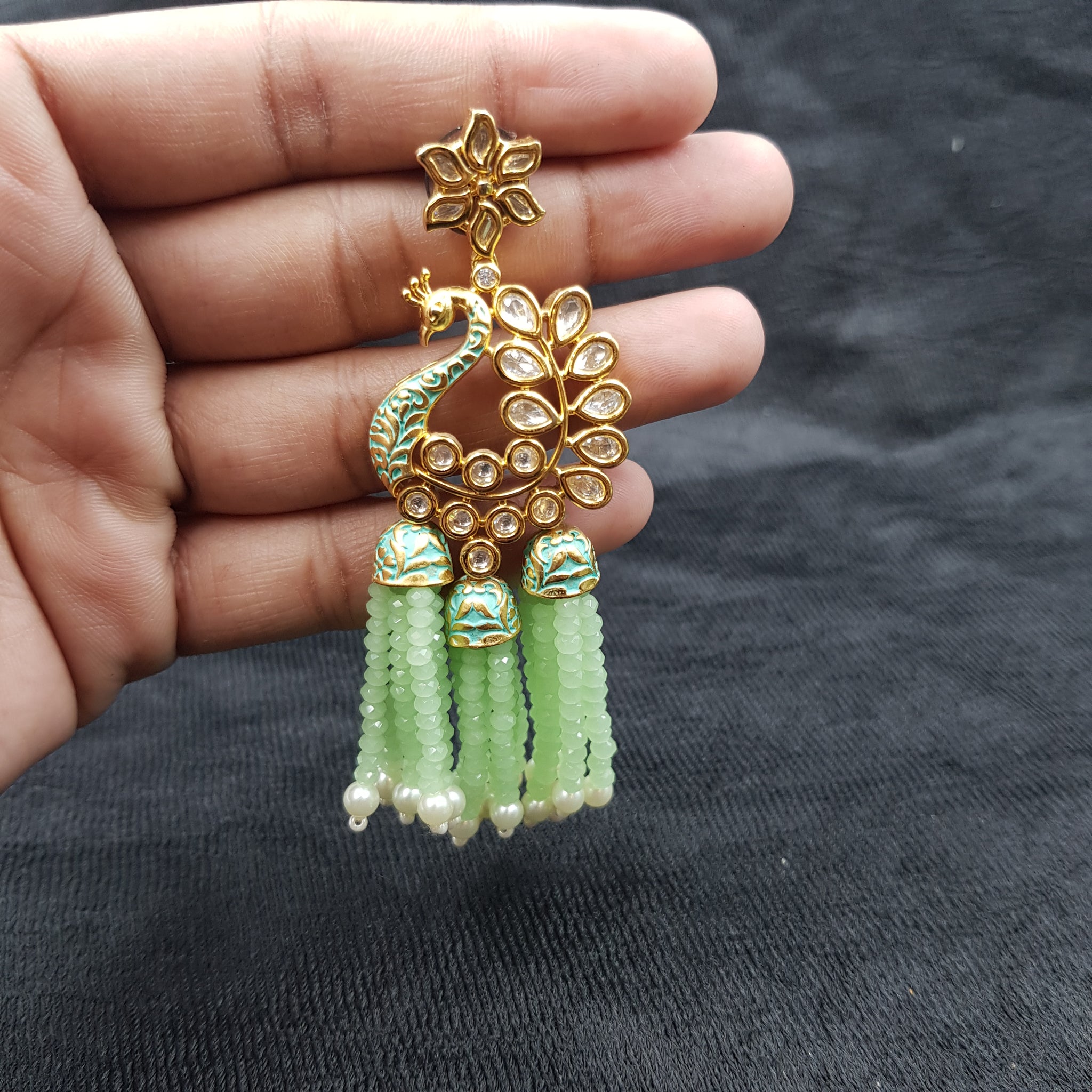 Mint Green Kundan Earring