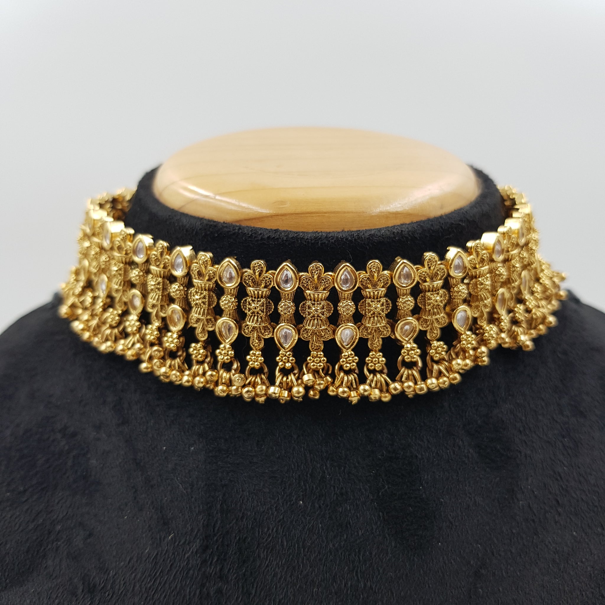 Antique Gold Plated Choker Necklace Set 9967-28