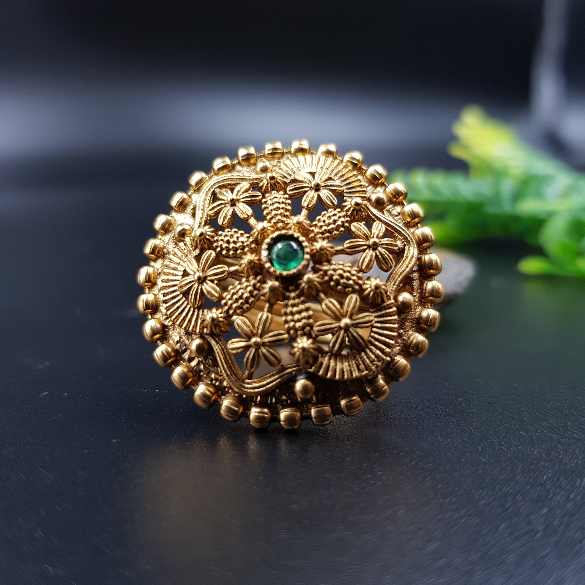 Antique Gold Finish Ring 10303-28