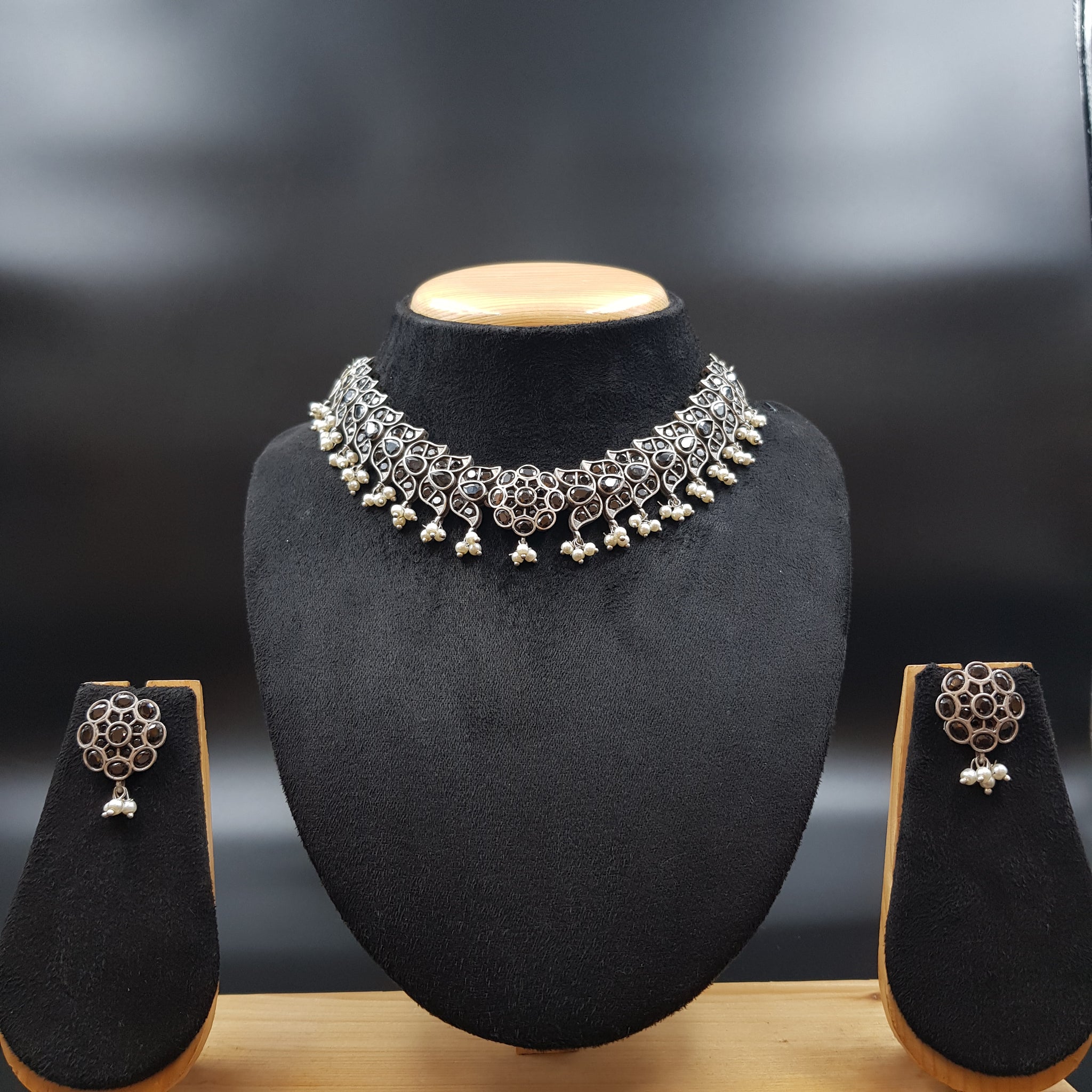 Oxidized Necklace Set Choker 10952-59