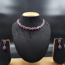 Round Neck Zircon/AD Necklace Set 10557-28
