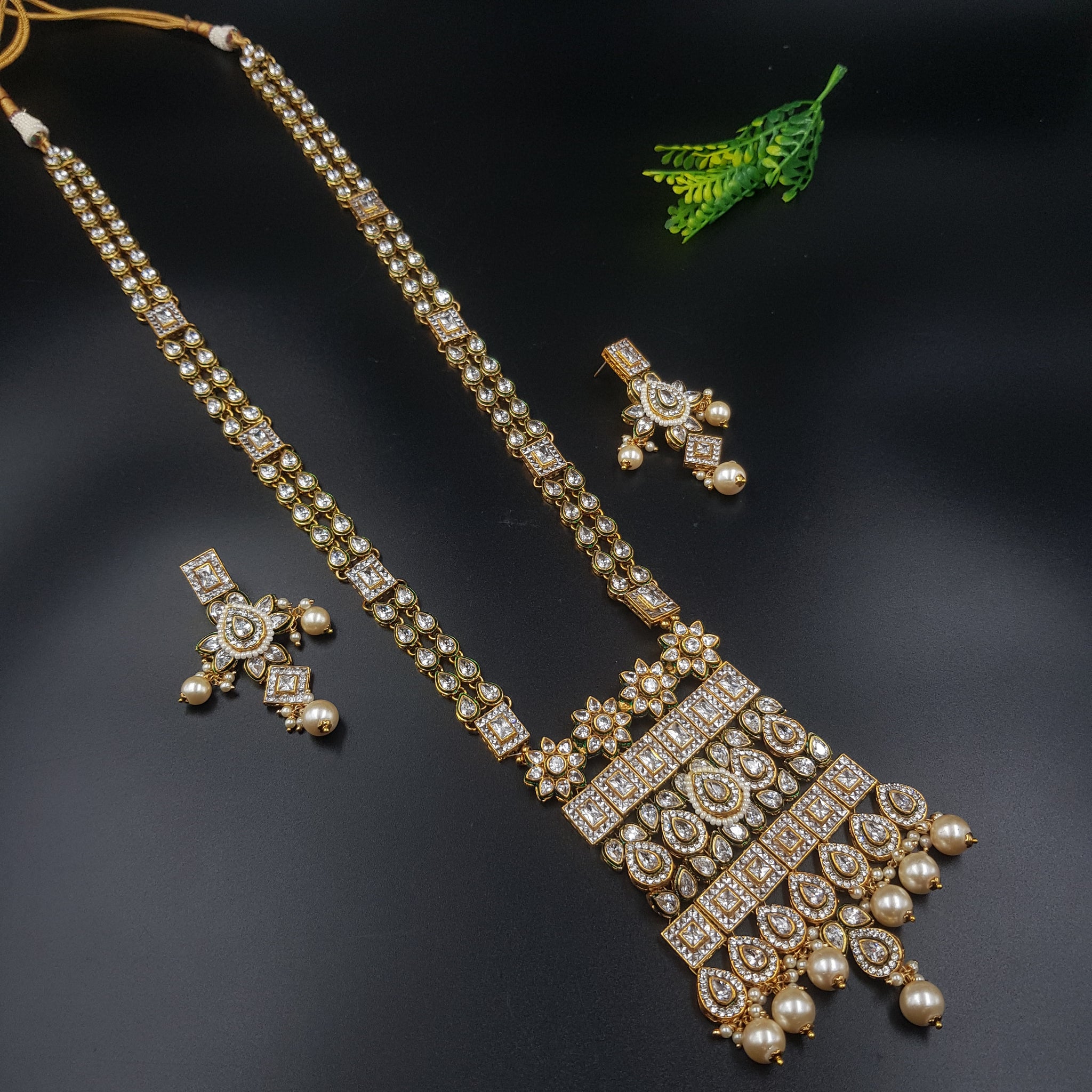 Polki Long Necklace Set 16672-3819