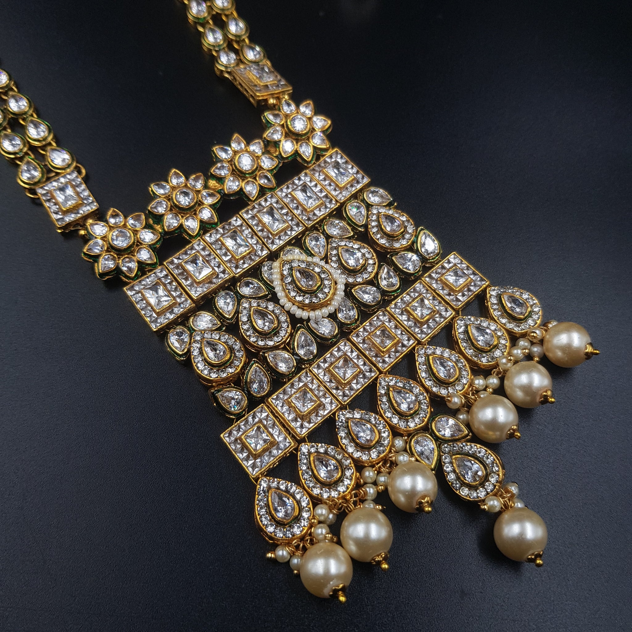 Polki Long Necklace Set 16672-3819