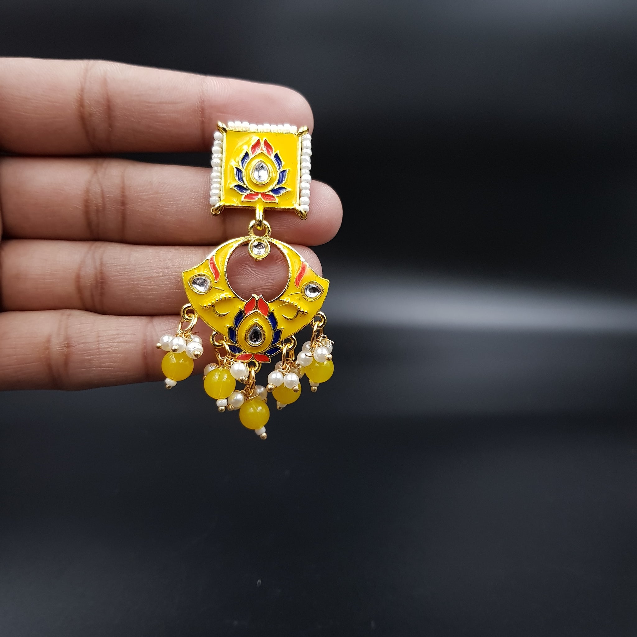 Meenakari Chandbali Fashion Earring 9910-R