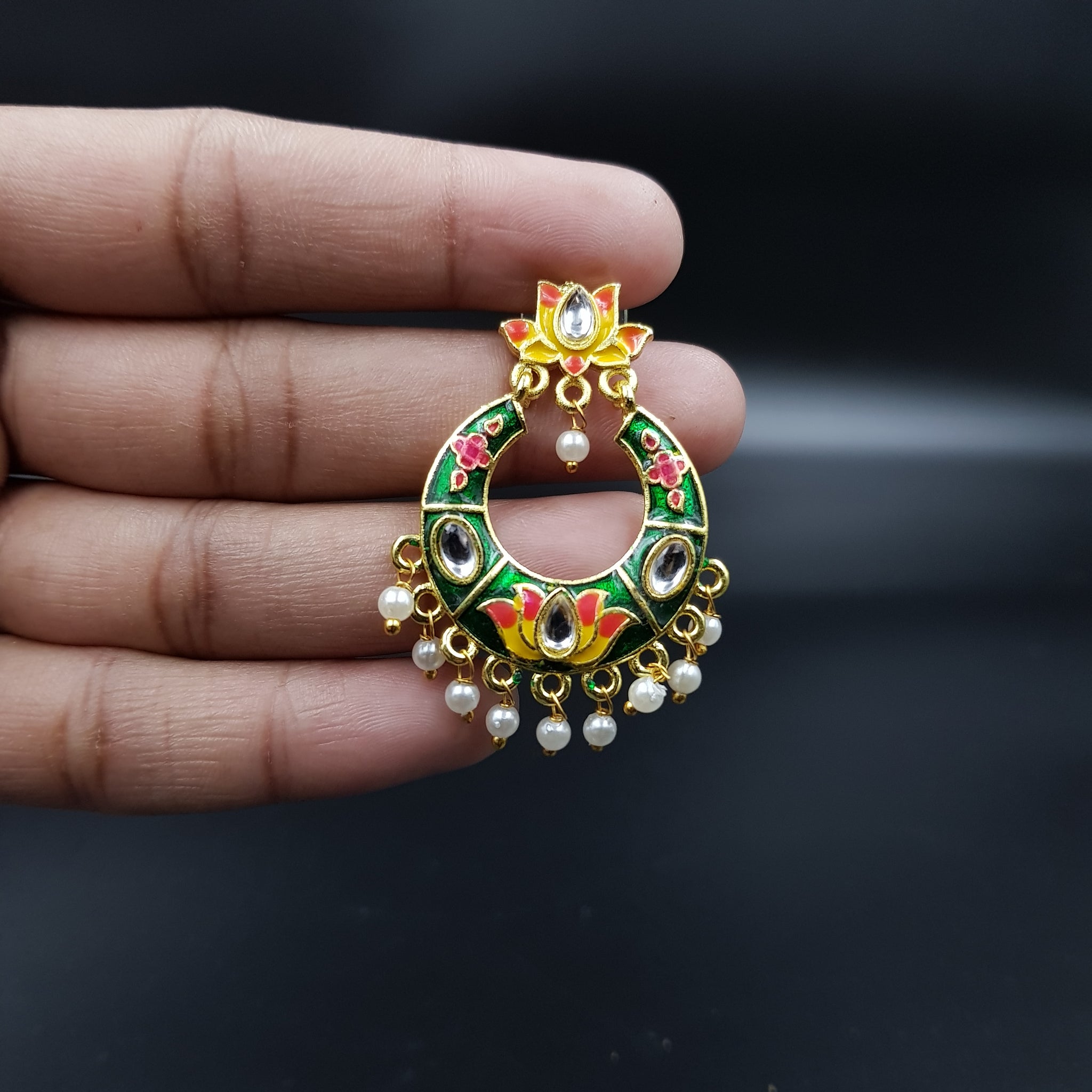 Meenakari Chandbali Fashion Earring 9908-R