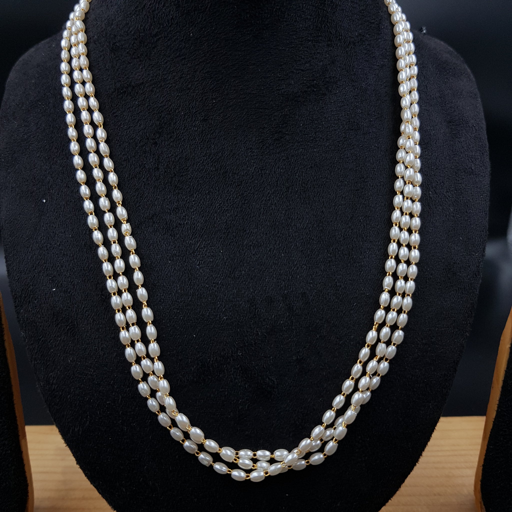 Gold Pearl Necklace Set 11008-21