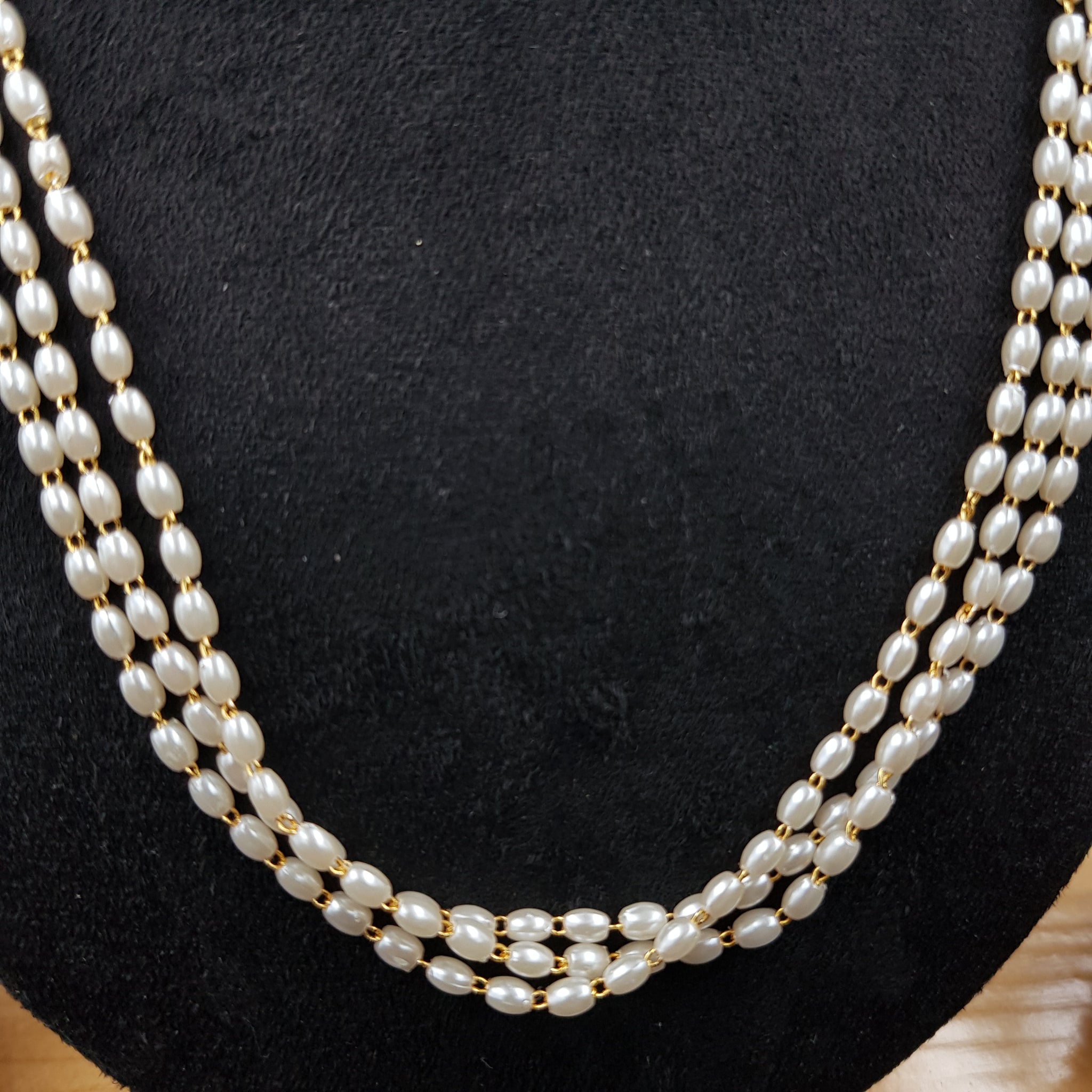 Gold Pearl Necklace Set 11008-21